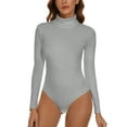thumbnail image 1 of MANIFIQUE Women's Mock Turtle Neck Long Sleeve Tops Bodysuit Jumpsuit, 1 of 6