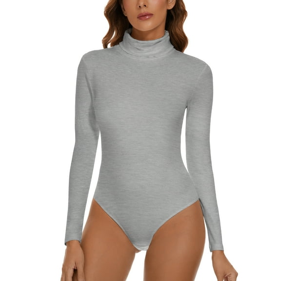 MANIFIQUE Women's Mock Turtle Neck Long Sleeve Tops Bodysuit Jumpsuit
