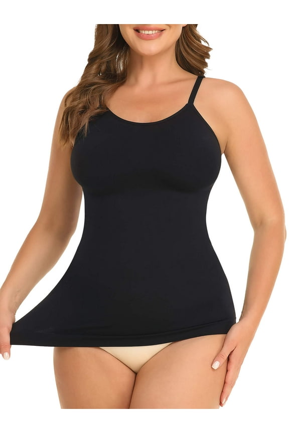 Womens Tops - Scoop Neck Cami - Tank Top for Women, Camisole for Women, Tummy Control Shapewear