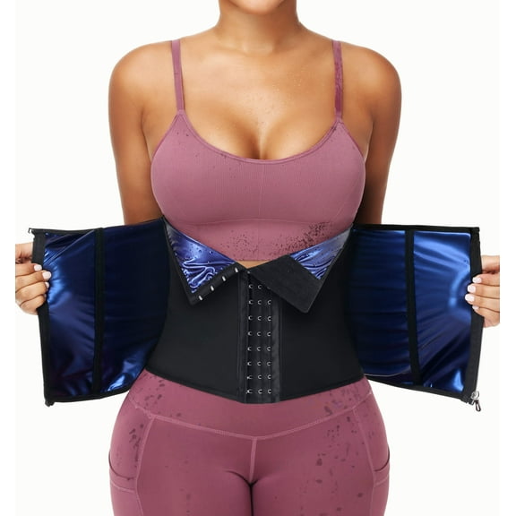 MANIFIQUE Sweat Waist Trainer Belt for Women Waist Cincher Trimmer Ab Belt Tummy Control Body Shaper with Zipper