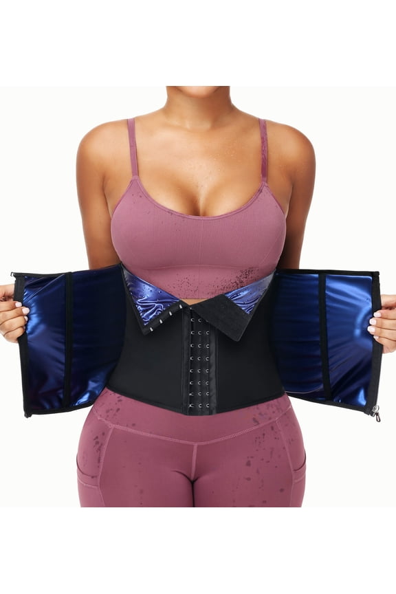 Sweat Waist Trainer Belt for Women Waist Cincher Trimmer Ab Belt Tummy Control Body Shaper with Zipper