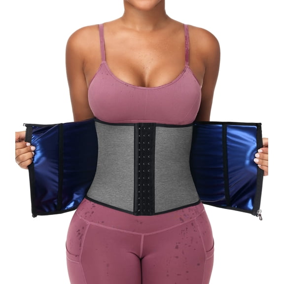 MANIFIQUE Womens Waist Trainer with Zipper Sweat Waist Trimmer for Women Workout Belt Corset Shapewear