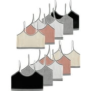MANJIAMEI 10 Pack Girls Cotton Sports Bras Cami Crop Bralette Training Bras, Size 7-8