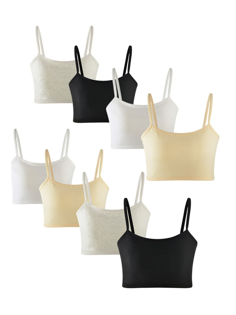 MANJIAMEI Cotton Crop Bralette Sports Bras, 8 Pack Training