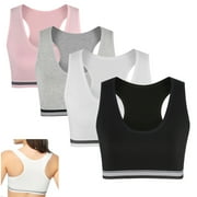 MANJIAMEI Cotton Racerback Sports Bras Training Bras for Girls 8-10 Years 4 Pack
