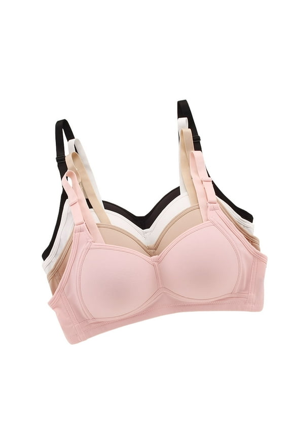 Juniors Girls Cotton Training Bras Wireless Light Padded A Cup Everyday Bra 4 Pack, 36