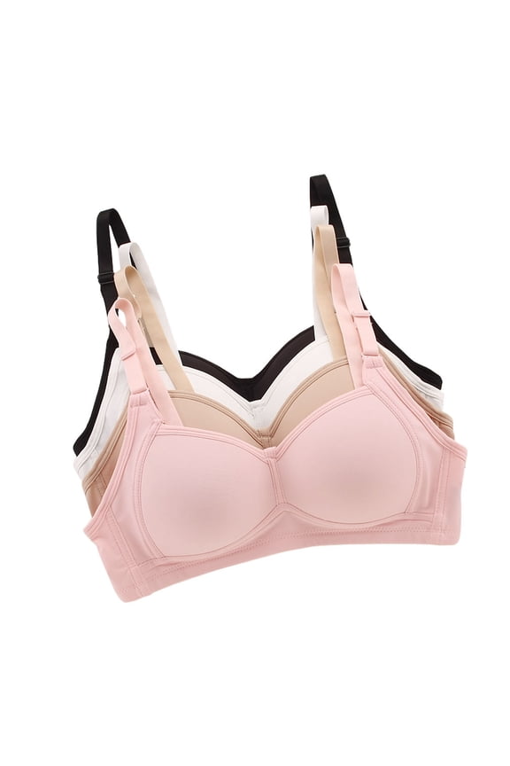 Juniors Girls Cotton Training Bras Wireless Light Padded A Cup Everyday Bra 4 Pack, 38