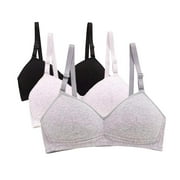 MANJIAMEI Juniors Teen Girls Light Cotton Training Bra Wireless Everyday Bras A-Cup Bra 3 PACK, 34