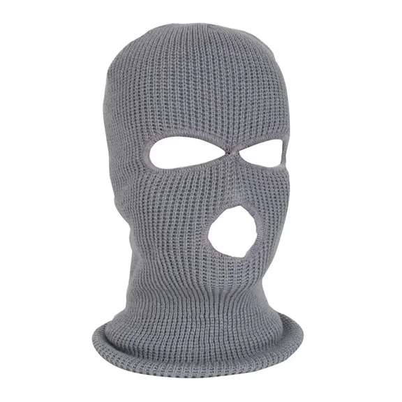MANJIAMEI Knitted Balaclava 3-Hole Full Face Cover Thermal Winter Ski Face Warmer Hood Neck Warmer Outdoor Sports Hat for Men Women, Grey