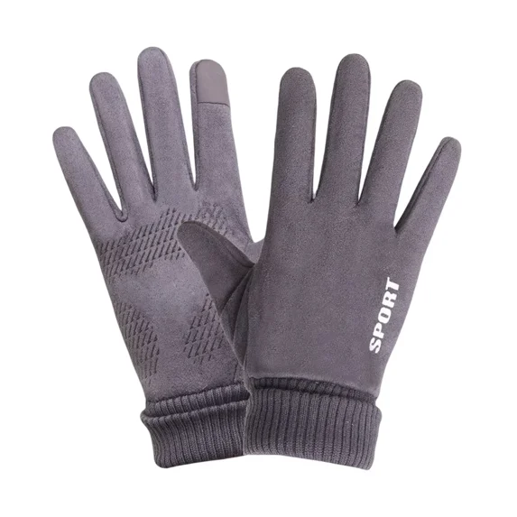 MANJIAMEI Men Cycling Gloves, Gripped Thermal Gloves Fashion Touch Screen Gloves Waterproof Winter Gloves Adjustable Full Finger Sports Gloves for Cycling Driving Camping Hiking Fishing, Grey