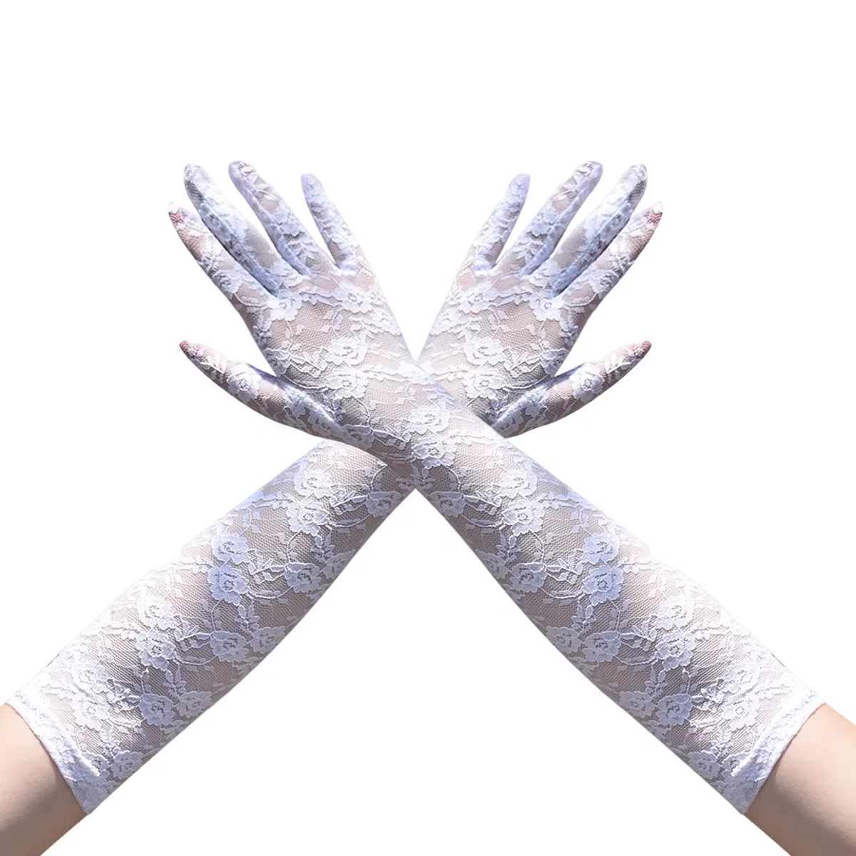 32 Pairs Women's White Lace Gloves With Bow - 11 Inch Long, Vintage Style For Tea Party, Church, Formal Events
