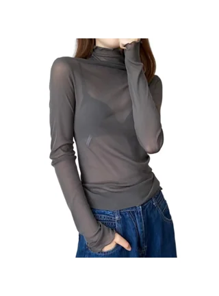 Mefallenssiah Women'S Sheer Mesh See-Through Short Sleeve Crop tops Casual  T Shirt 