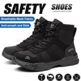 thumbnail image 1 of XQJ Men's Steel Toe Work Boots, Comfortable Lightweight Industrial Construction Shoes, Durable High Top Safety Boots - Black - Size 10.5, 1 of 9
