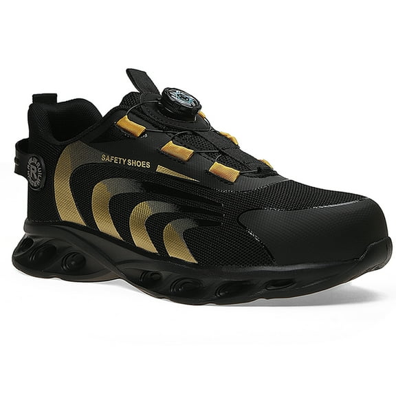 MANLEGU Steel Toe Shoes for Men Wide Lightweight Comfortable Work Shoes Safety Sneakers For Men Steel Toe (Men Shoes 9 Size ,Black)