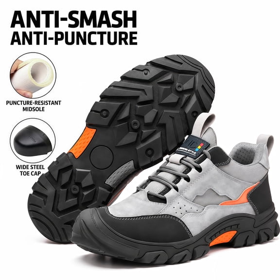 XQJ steel toe shoes for men Comfortable safety Work shoes Non-Slip Industrial Construction Safety Shoes