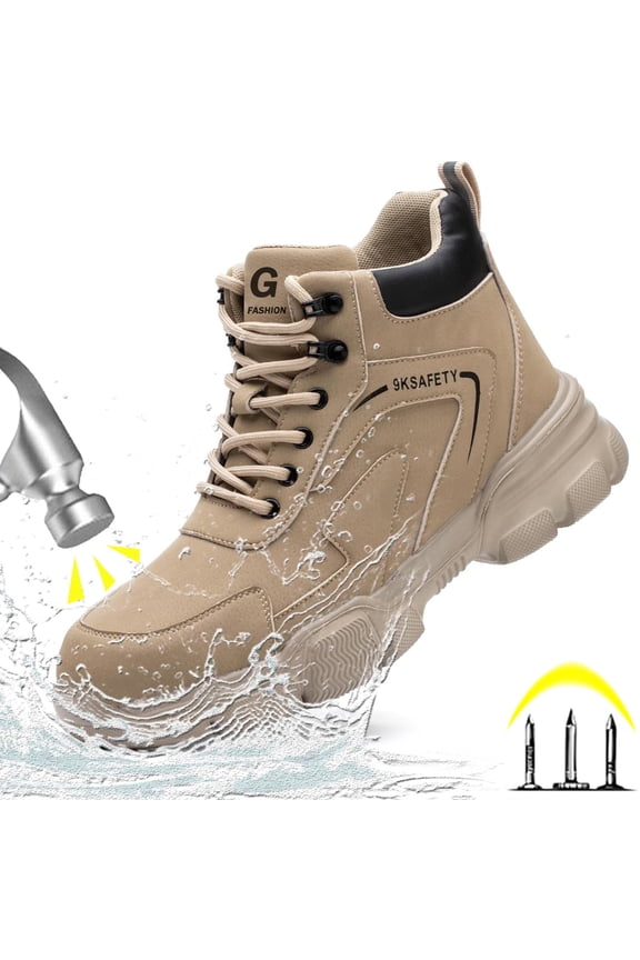 Steel Toe Work Boots For Men waterproof Steel Toe Shoes Industrial Construction Anti-puncture Safety Boots Size 9