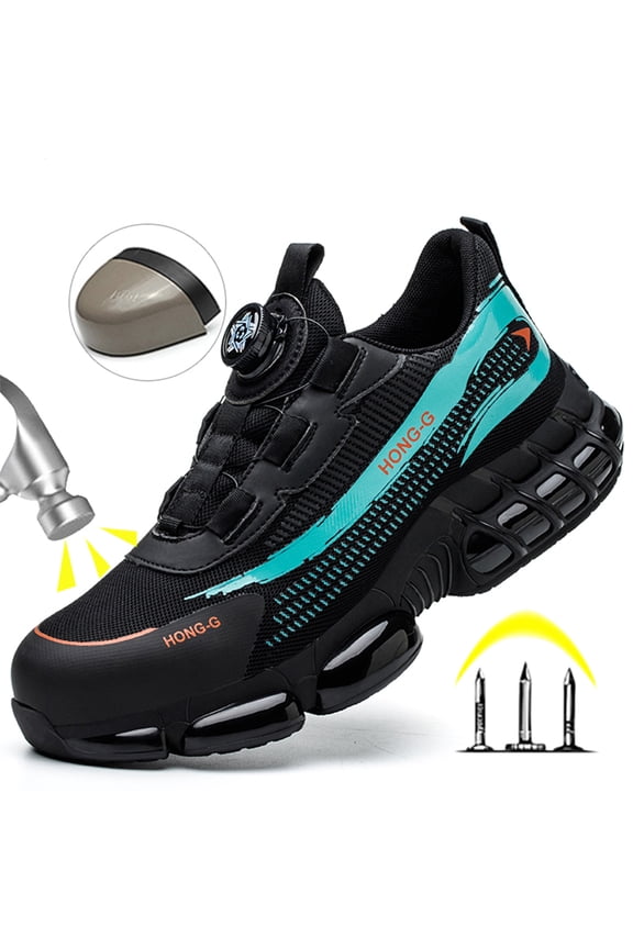 Steel Toe Shoes For Men Anti-Puncture Anti-Smash Work Boots Comfortable Breathable Lightweight Work Safety Shoes Mens Air Cushion Work Sneakers Blue Size 12