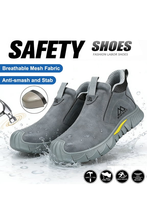 MANLEGU Steel Toe Non Slip Shoes Comfortable Work Shoes Indestructible Men Safety Shoes Steel Toe Boots For Men Siz 10.5