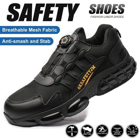 XQJ Steel Toe Shoes For Men Lightweight Anti-Smash Work Shoes Puncture Resistant Work Safety Shoes Comfortable Breathable Safety Sneakers Construction Boots For Men Size 7.5