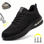 XQJ Steel Toe Shoes for Men Women Anti-Puncture Slip Resistant Work Shoes Lightweight Safety Shoes Black Size 10.5