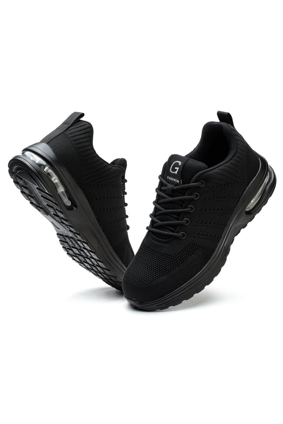 Steel Toe Shoes for Men Women Anti-Puncture Slip Resistant Work Shoes Lightweight Safety Shoes Black Size 5.5