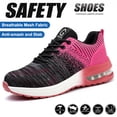 thumbnail image 1 of XQJ Steel Toe Shoes for women Work Safety Shoes Lightweight Slip Resistant Air Cushion Running Shoes Puncture Proof Tread Sneakers,Pink,Size 6, 1 of 9