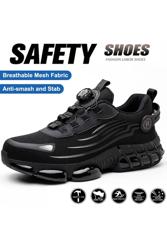 Men Women Steel Toe Safety Shoes Breathable Industrial Construction Work Shoes Black Size 10.5