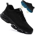 thumbnail image 1 of XQJ Work Shoes Lightweight Comfortable Safety Sneakers, Steel Toe, Wide, Black, Size 5, 1 of 10