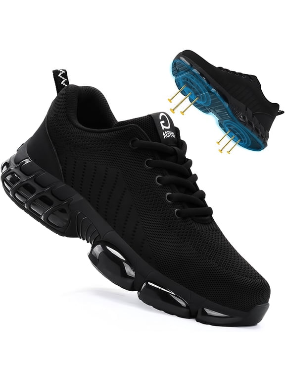 Steel Toe Work Shoes Lightweight Comfortable Safety Sneakers Wide Size 6.5 Blakc
