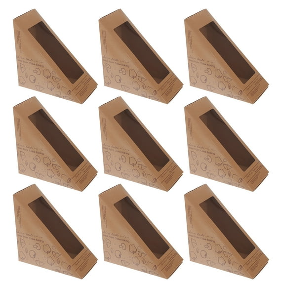 MANLINGDA 100 Kraft Paper Sandwich Wedge Containers with Window