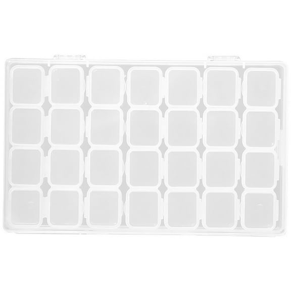 MANLINGDA 28 Grids Clear Plastic Jewelry Organizer Box Beads Storage Container Holder