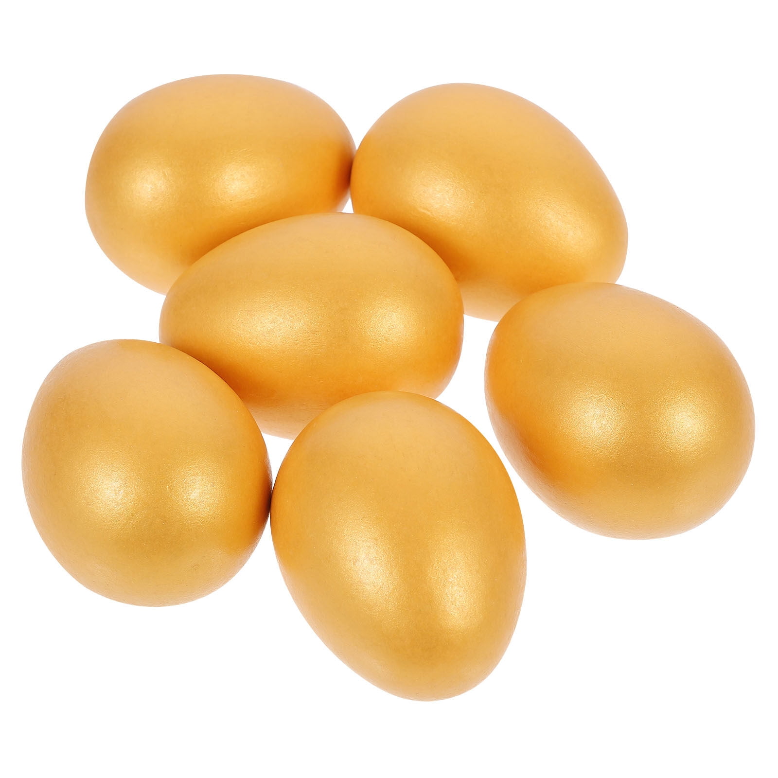 MANLINGDA 6PCS Golden Easter Eggs Wood Fake Eggs DIY Easter Eggs Gift