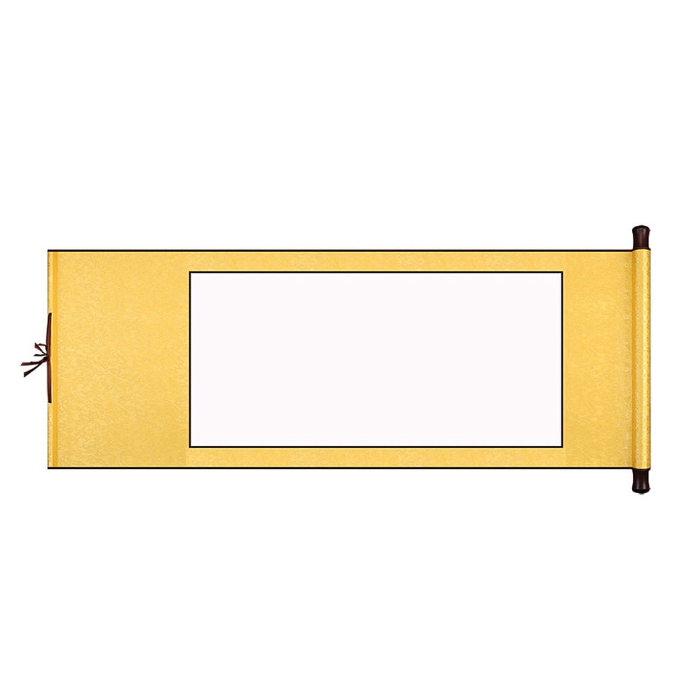 MANLINGDA Chinese Calligraphy Rice Paper Scroll Yellow Wall Hanging