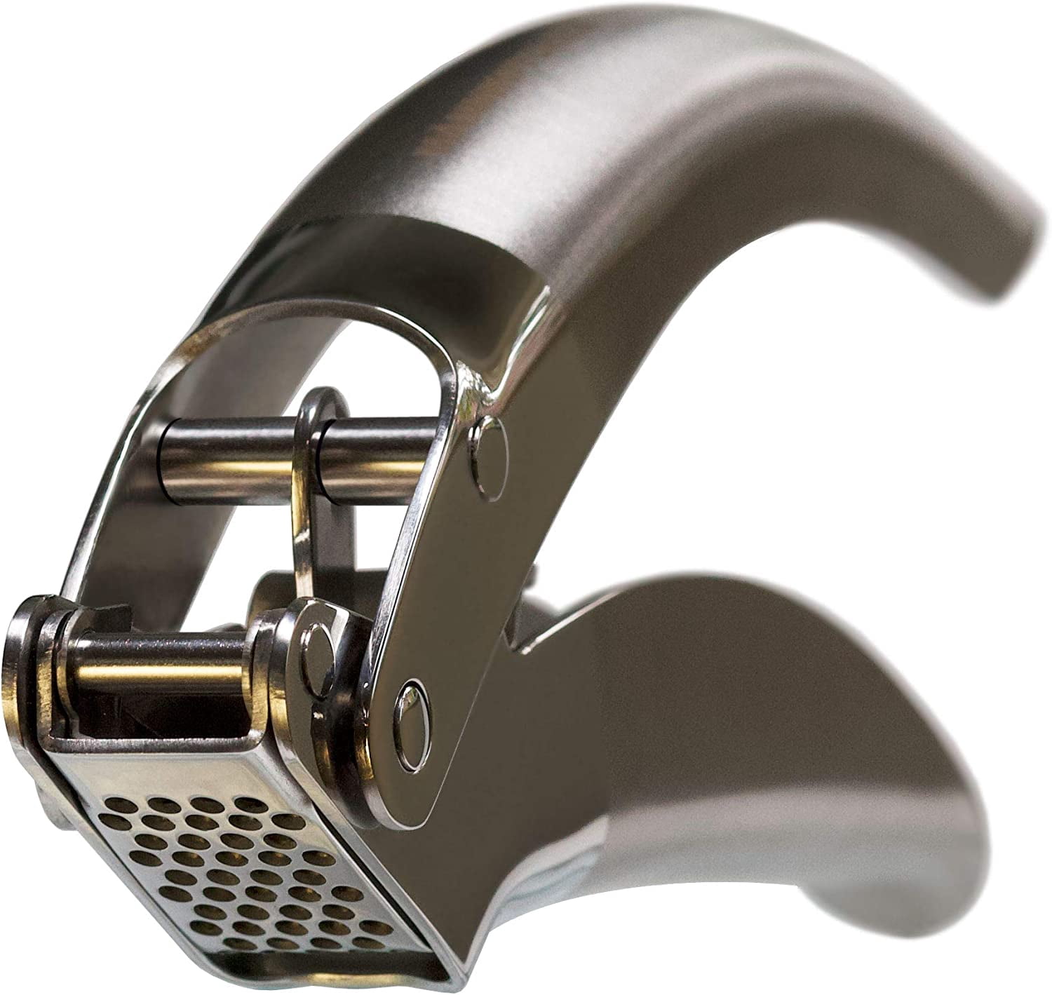 MANNKITCHEN Stainless Steel Garlic Press, Heavy Duty Professional Grade Double Lever-Assisted Mincer with High Capacity Reservoir - Easy to Clean and Rust Free Crusher