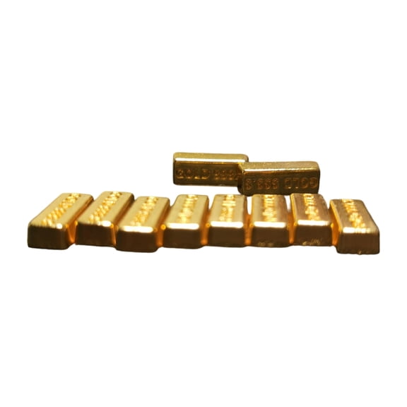 MANNYA 10 Metal Tiny Gold Brick Decorations Elaborate Textured Design for Dollhouses Displays and Collections