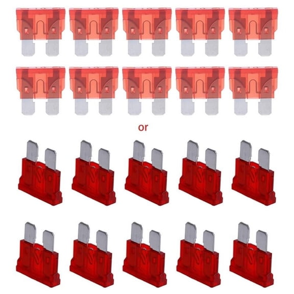 MANNYA 10 Pieces 10 AMP Automotive Car Truck Fuses Kit Red 10A Flat Fuses Replacement