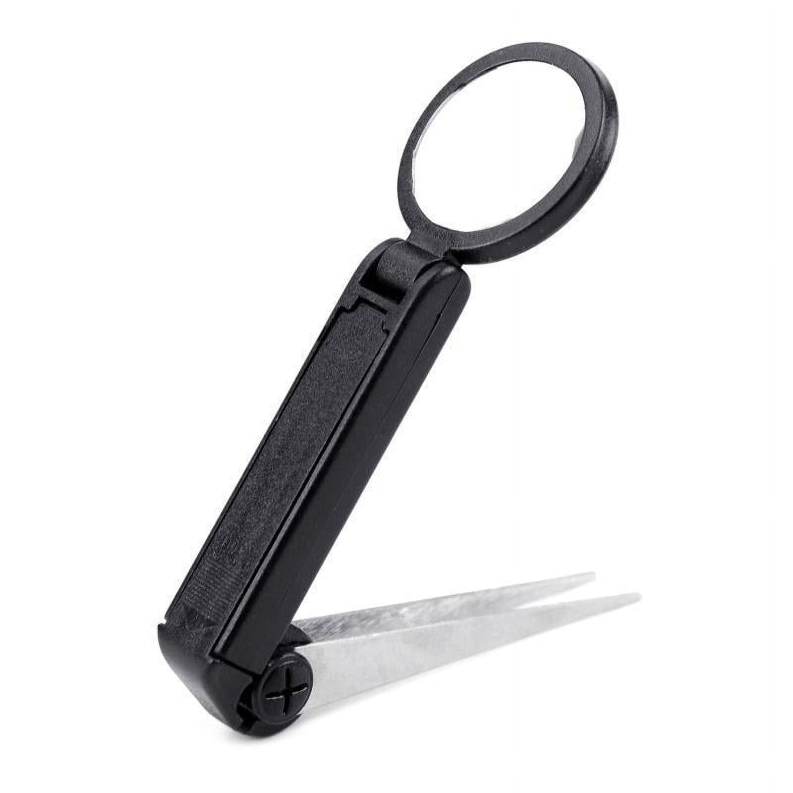 MANNYA 10X Magnifier with Tweezers 25mm Mini Handheld Magnifying Glass Loupe for Repairing Reading Tiny \u0026 Detailed Craft Work