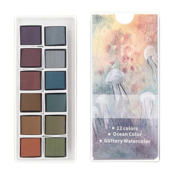 MANNYA 12Pcs Metallic Watercolor Paints Professional Artist Set Perfect for Beginners