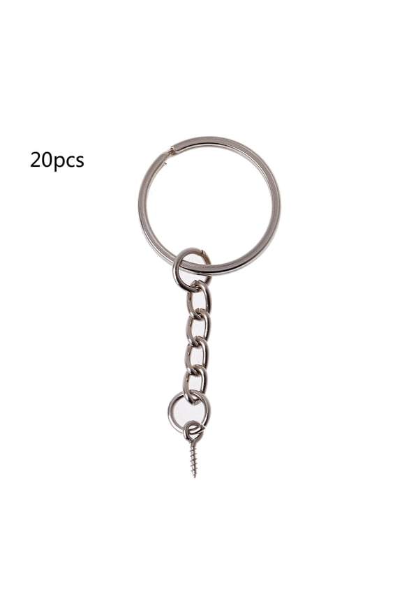 20x Keychain Rings for Keychains Rings with Chain Open Jump Rings and Screw Eye Pins for Keychain Making