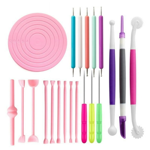 MANNYA 21 Pcs Pottery Clay Sculpting Tools Set Modeling Clay Silicone Round Mat Sculpting with Balls Tools Double