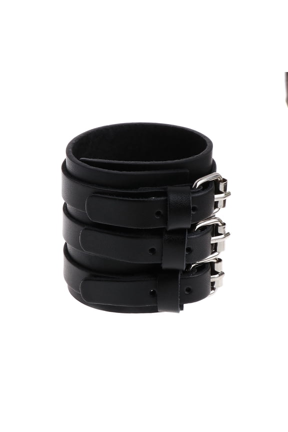 260x60mm 3 Strand Triple Strap Faux Cuff Wrap Wtistband Bracelet Punk