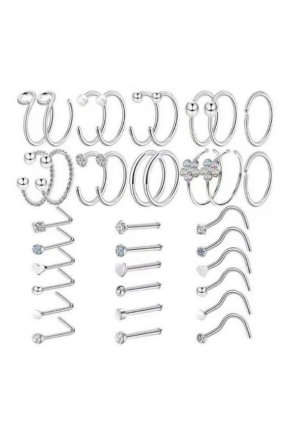 36 Pcs for Titanium Steel Nose Rings Nose Piercings Jewelry Nose Rings Hoops Stu