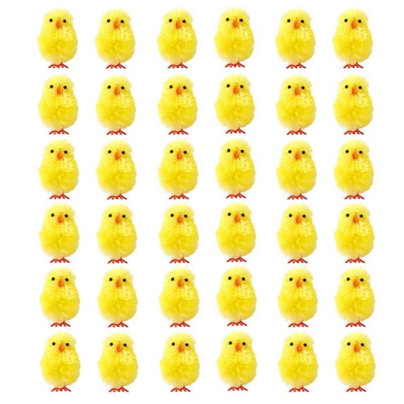 MANNYA 36Pcs Cute Simulation Mini Easter Chicks Fuzzy Fluffy Yellow Chicken for Easter Egg Hunt Basket Filler Party Favors Decoration Kids Learning Toys