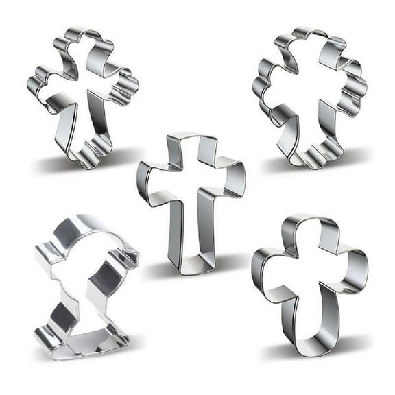 MANNYA 5 Styles Stainless Steel Cookie Cutter Mold for Cross Biscuit Mould DIY Fondant Pastry Decorating Baking Tool
