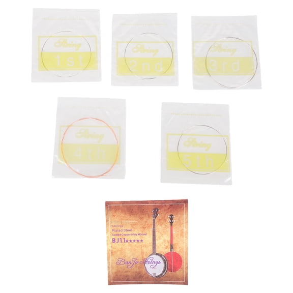 MANNYA Banjo Strings Set, 5pcs/set Professional Banjo Strings Stainless Coated Copper Alloy Wound for Banjo Accessories Parts
