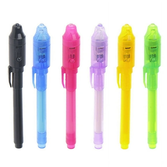 MANNYA 6Pcs/Set Invisible Ink Pen Built in UV Light Magic Marker For Pen Safety To Use