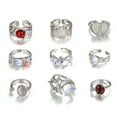 thumbnail image 1 of MANNYA 9 Pieces Silver Alloy Rings Set for Women Teens Adjustable Size Crystal Rhinestones Everyday Wear Jewelry, 1 of 5