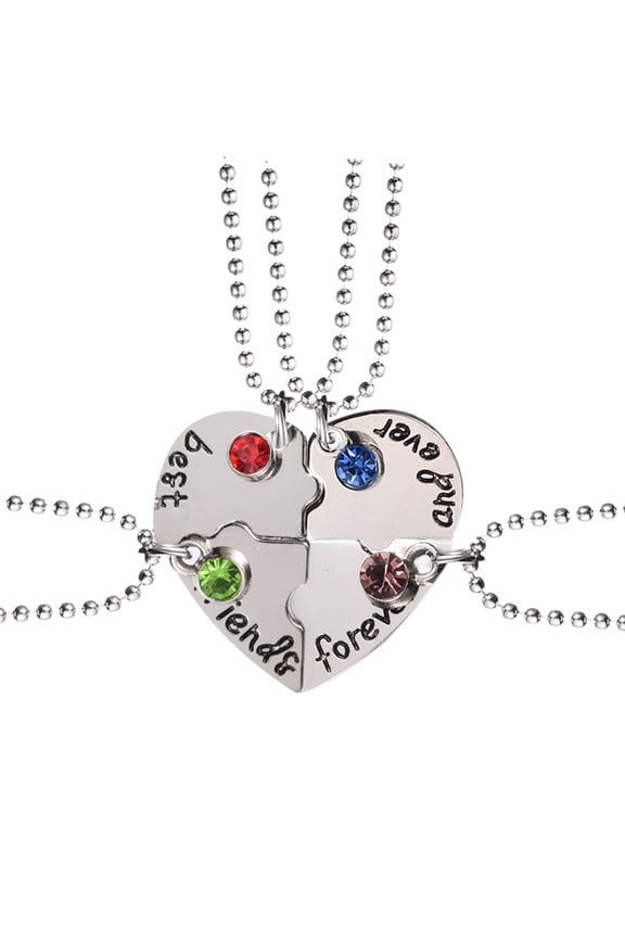 Broken Heart Best Friend Stitching Necklace 4Pcs/Set Charm Friendship Sisters Rhinestones Necklace Fashion Gift