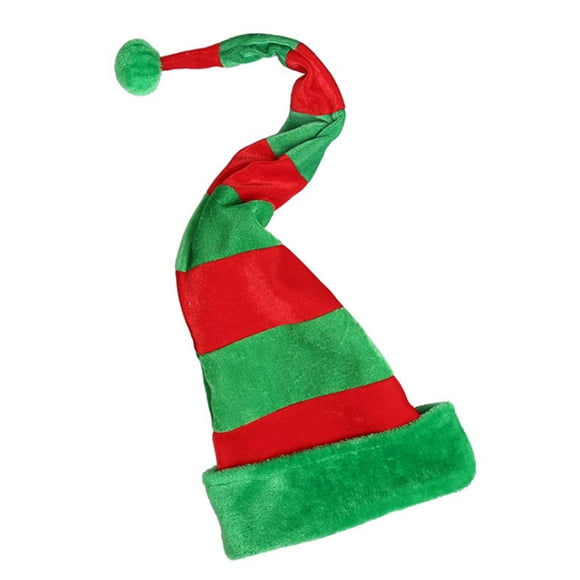 Christmas Cap with Pompom Long Striped Santa Hat Winter Holiday Party Headwear