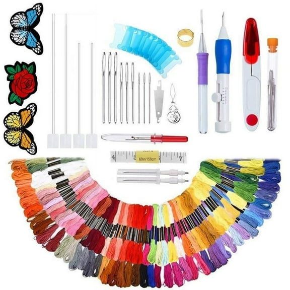 MANNYA Embroidery Kit Punch Needle for Cross Stitch Craft Tool Embroidery Pen Set